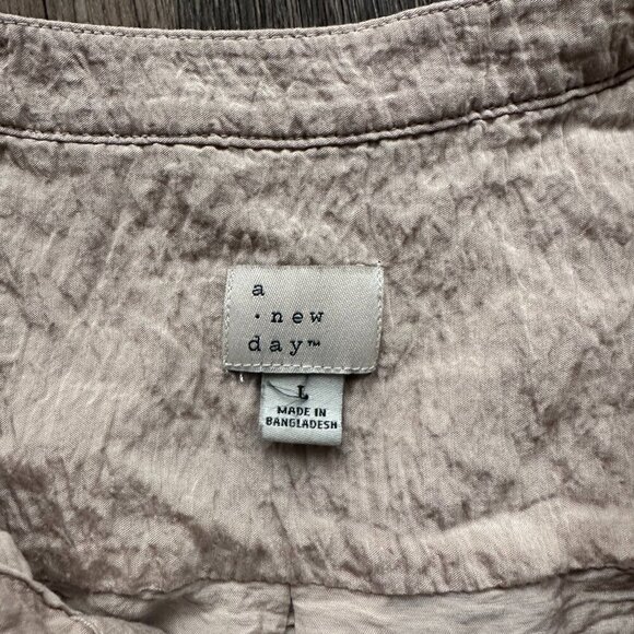 A New Day Beige Button-Up Blouse - Size L - Picture 3 of 3